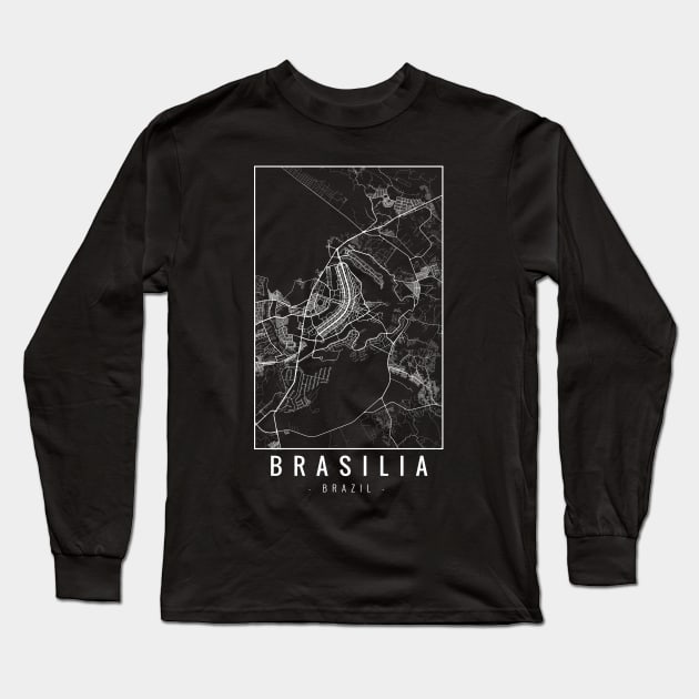 Brasilia Brazil Minimalist Map Long Sleeve T-Shirt by Mapagram